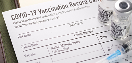 covid-19 vaccination card and vaccine
