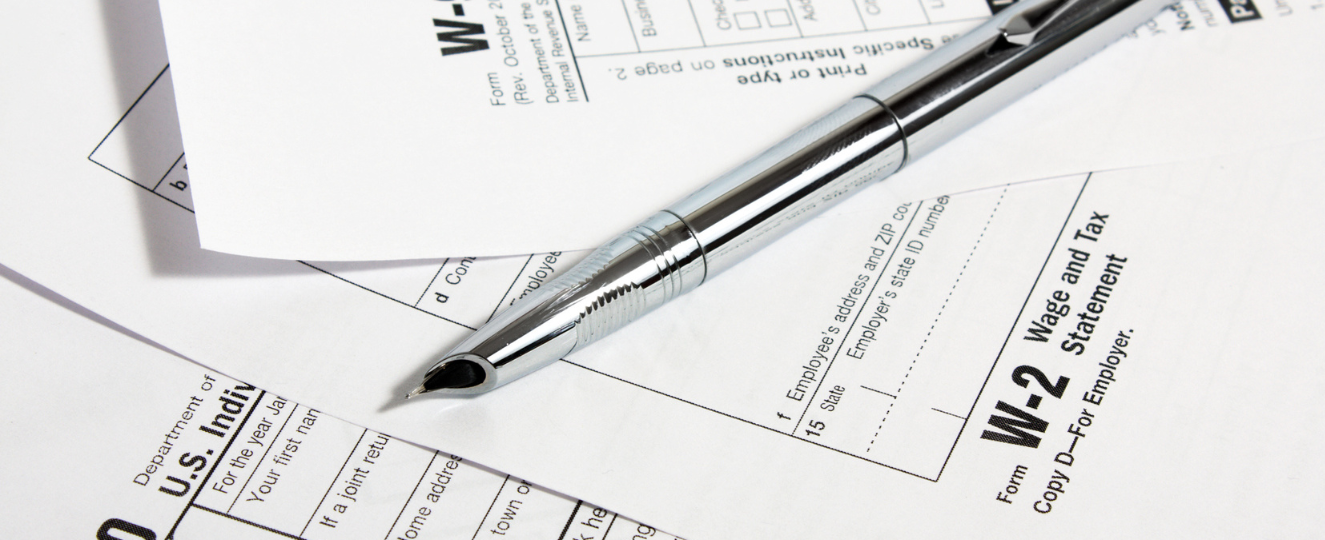 Tax documents on table