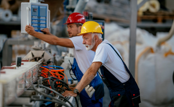 Workers in PVC factory