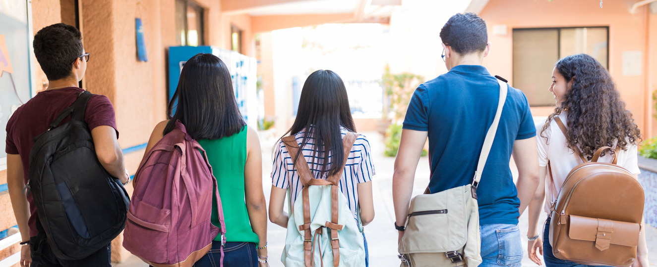 5 students walk to school