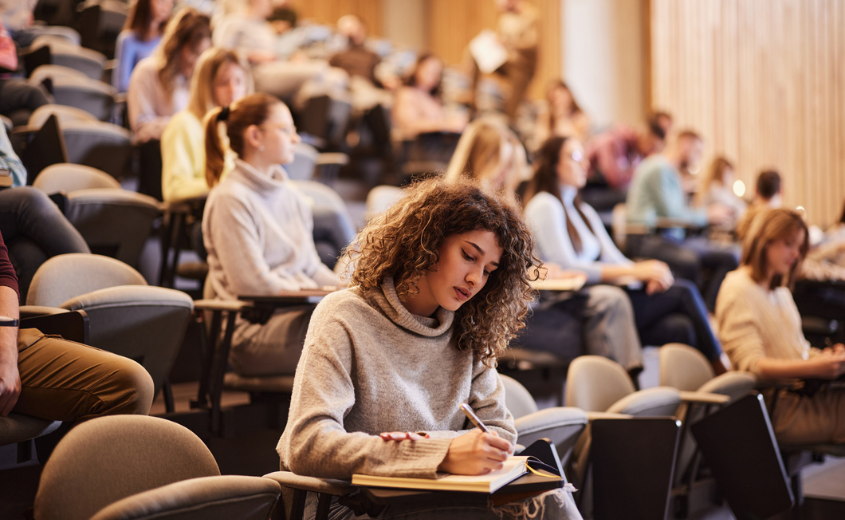 Person in class at university