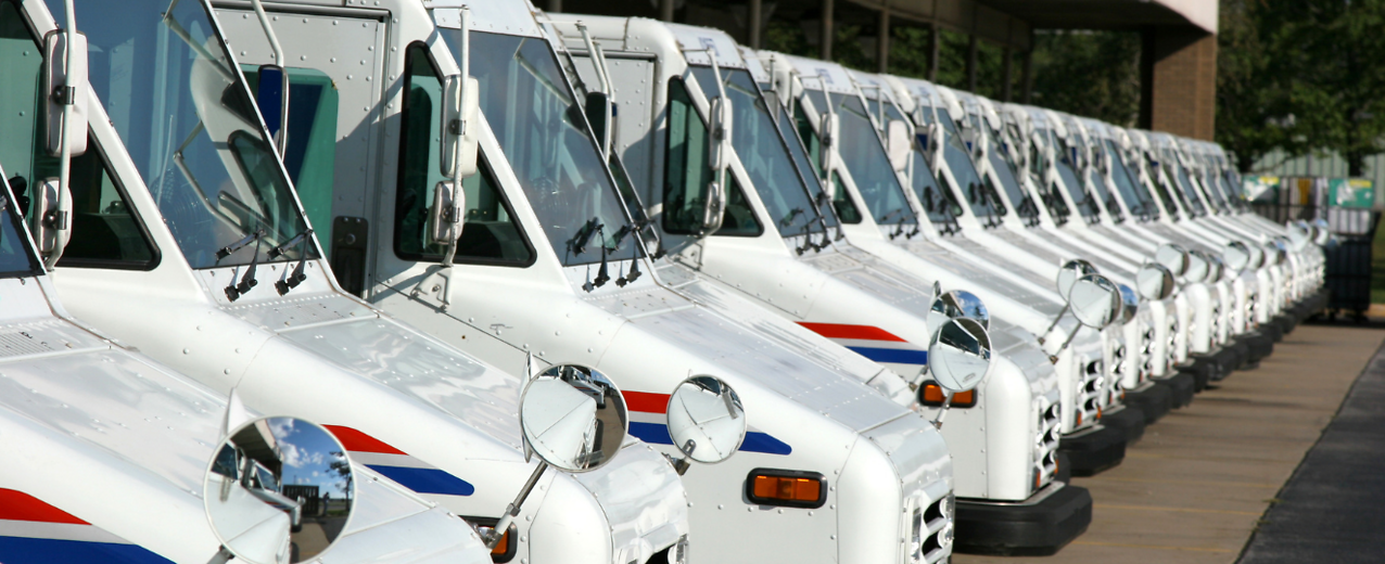 Unites States Postal Service vans lined up
