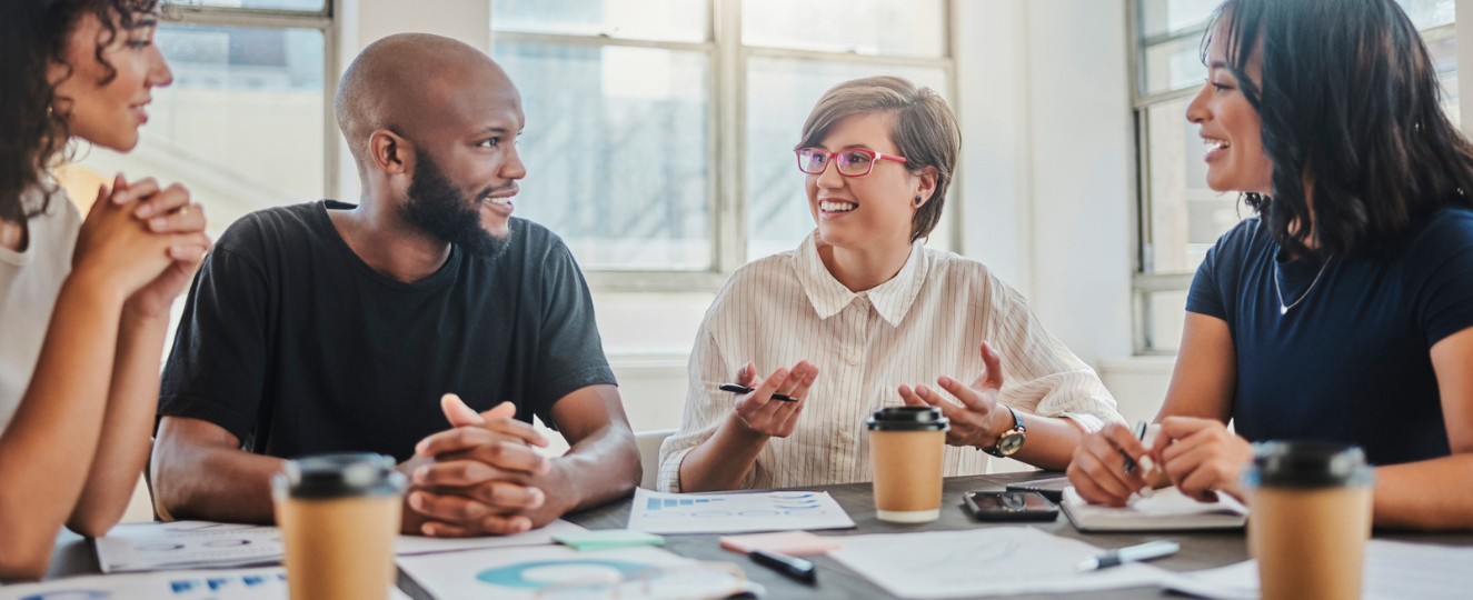 Planning, communication, and strategy meeting with business people